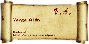 Varga Alán névjegykártya